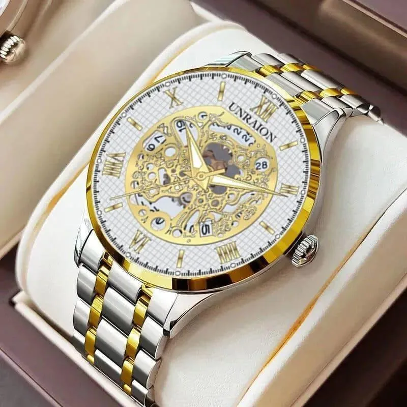 Unraion Skeleton Watch · Stainless Steel Gold Accents 2