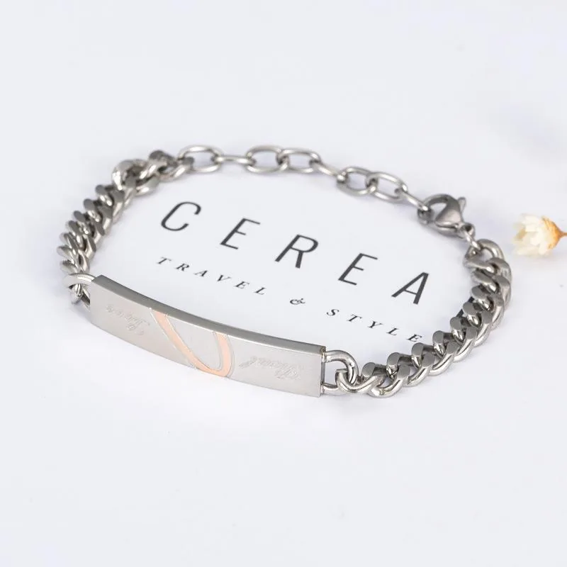Titanium Steel Couple Bracelet Set · Silver Hearts 4