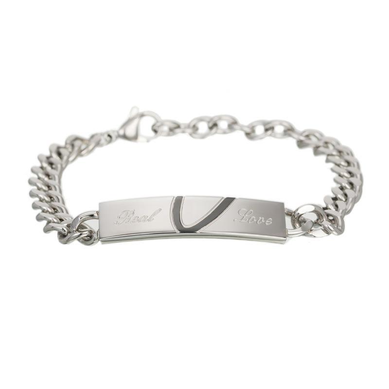 Titanium Steel Couple Bracelet Set — Silver Hearts 2