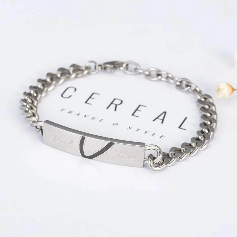 Titanium Steel Couple Bracelet Set · Silver Hearts 5