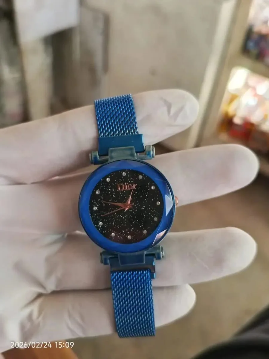 Women Cobalt Blue Starry Sky Watch with Mesh Strap 3
