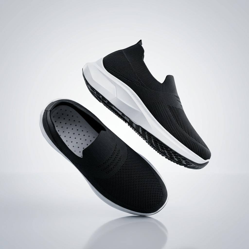 Black Slip-On Jogging Shoes for Daily Wear 1